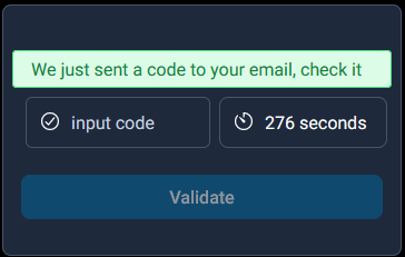 provide the verification code in the email to verify the user owns that email.