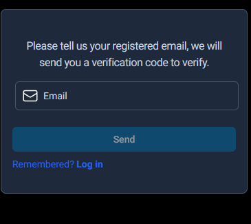 provide email in the forgot password modal, so that dataminehub knows where to send the verification code.