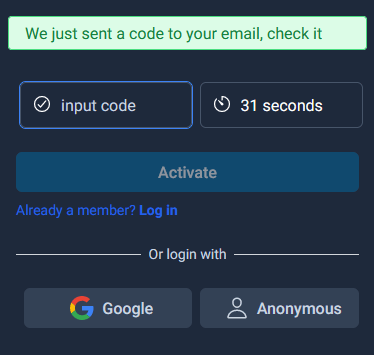 the second step of signup is to verify email, a verification code has been sent to the email.