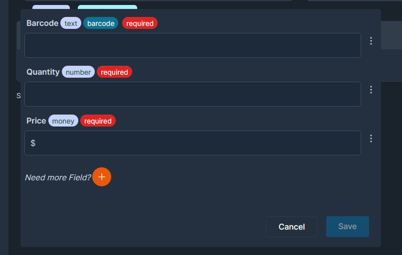 added quantity and price fields to non template sheet in the edit item modal.