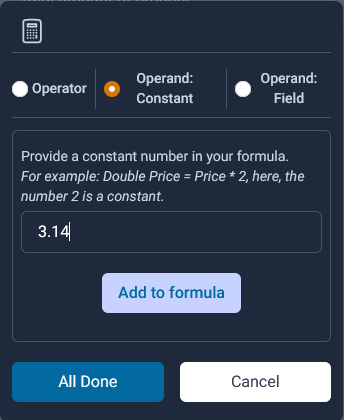 operand constant can specify a constant in the math expression.