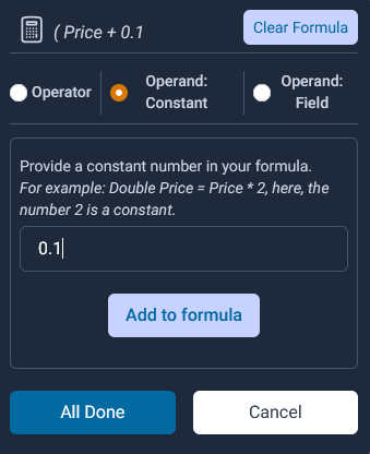 set a constant 0.1, add it to the expression