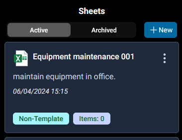 non template based sheet is no need to create the template, but add the field during the first item adding to the sheet.