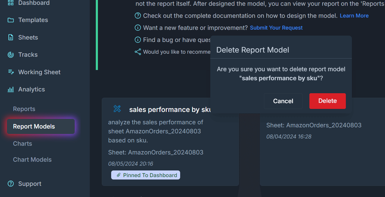 you can delete a report model if it is sure you will not need it.