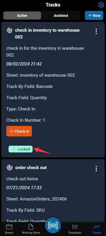 the locked tag indicates this track is locked, you cannot edit, archive and delete the track.